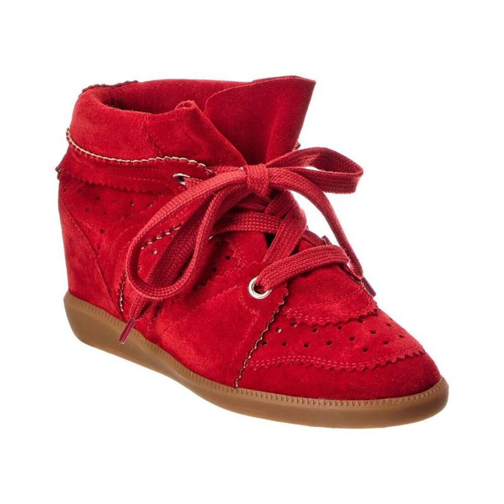 Isabel Marant Bobby Suede Wedge Sneaker, Red